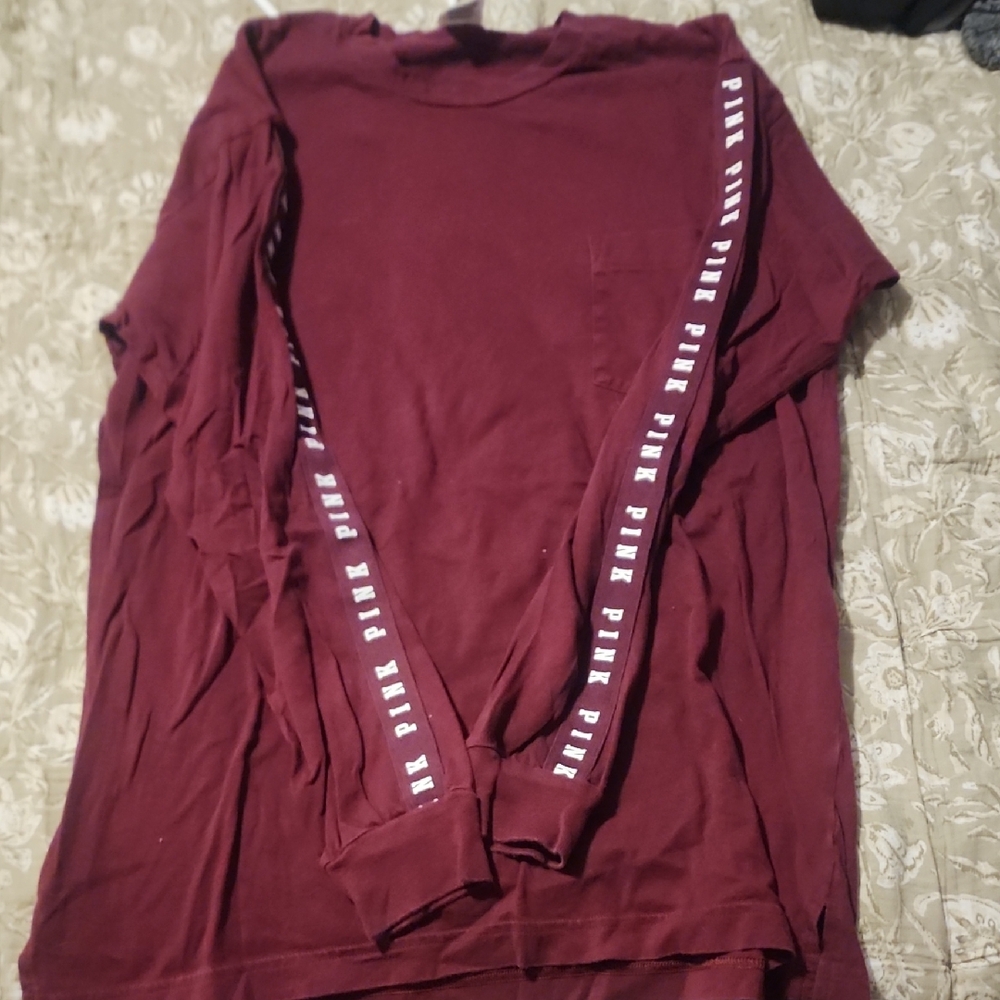 PINK Maroon Long-Sleeve Tee